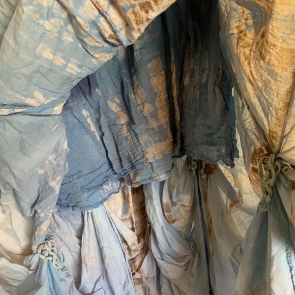 Cotton Boho Skirt Blue Batik Tie Dye Size Large - Picture 6 of 9